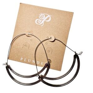Plunder Silver Metallic Hoop Earrings